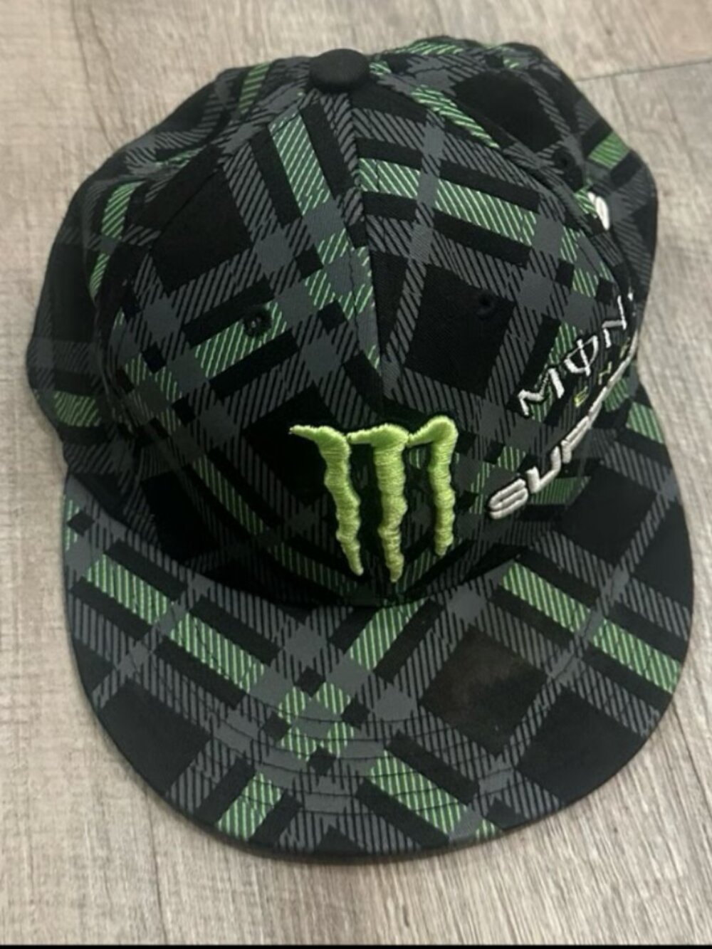 Monster Supercross Energy Plaid Snapback Hat